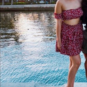 Two piece off the shoulder top and skirt